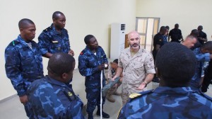 A Spanish instructor from ESPS INFANTA ELENA provides classroom training to Equatoguinean naval personnel in the pre-sail phase of OBANGAME EXPRESS 2014. (Photo: Alexander Drechsel/Adrian Kriesch)